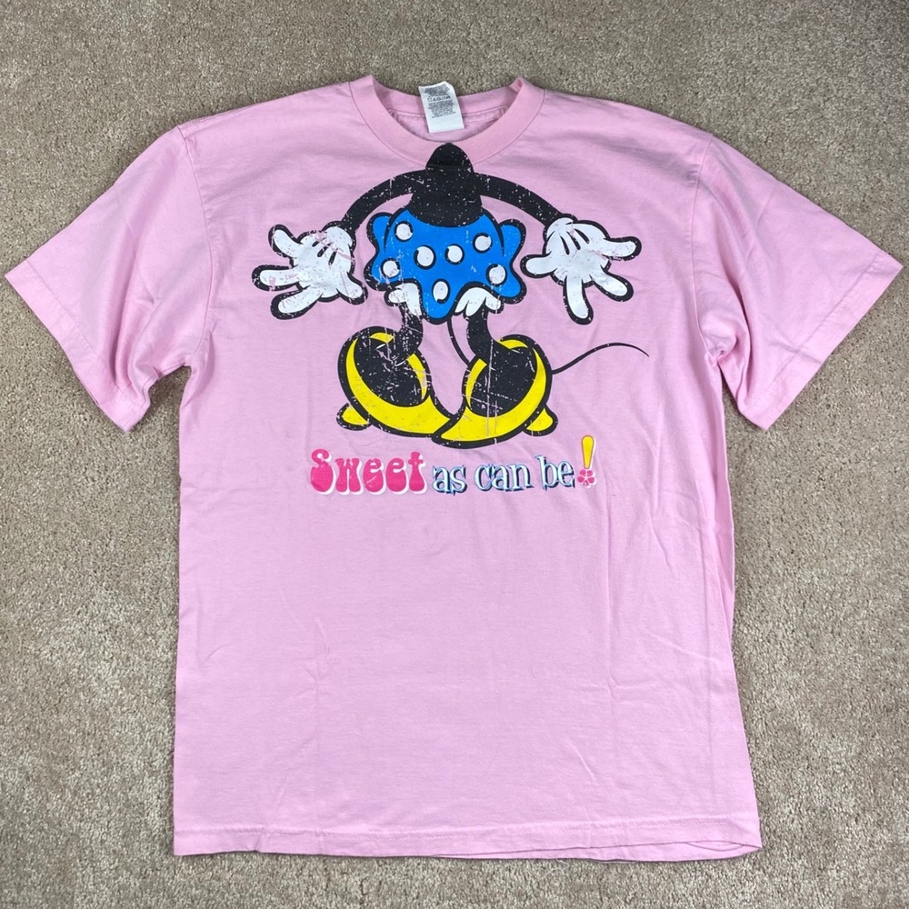 Disney Minnie Mouse Pink Graphic T-Shirt Sweet As Can Be Jerry Leigh Large
